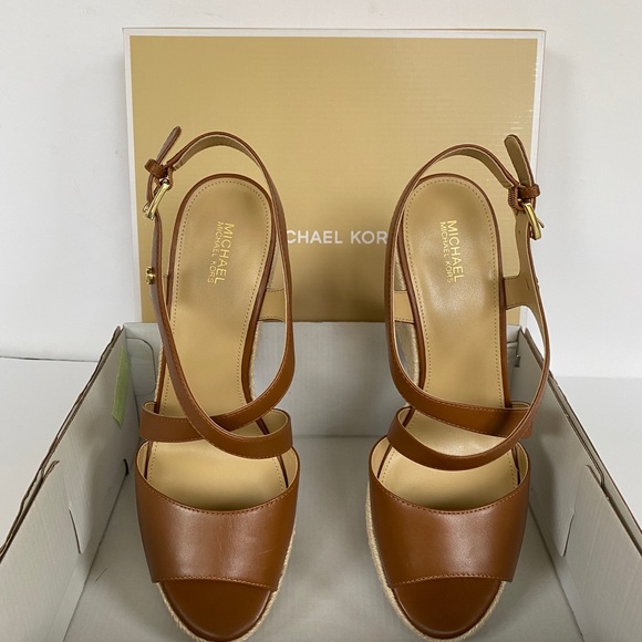 MICHAEL KORS Martyna Brown Leather Wedge size 9.5 - Picture 9 of 13